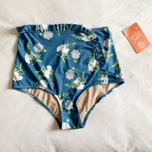 Kortni Jeane Swim Bottoms- Blue Floral
